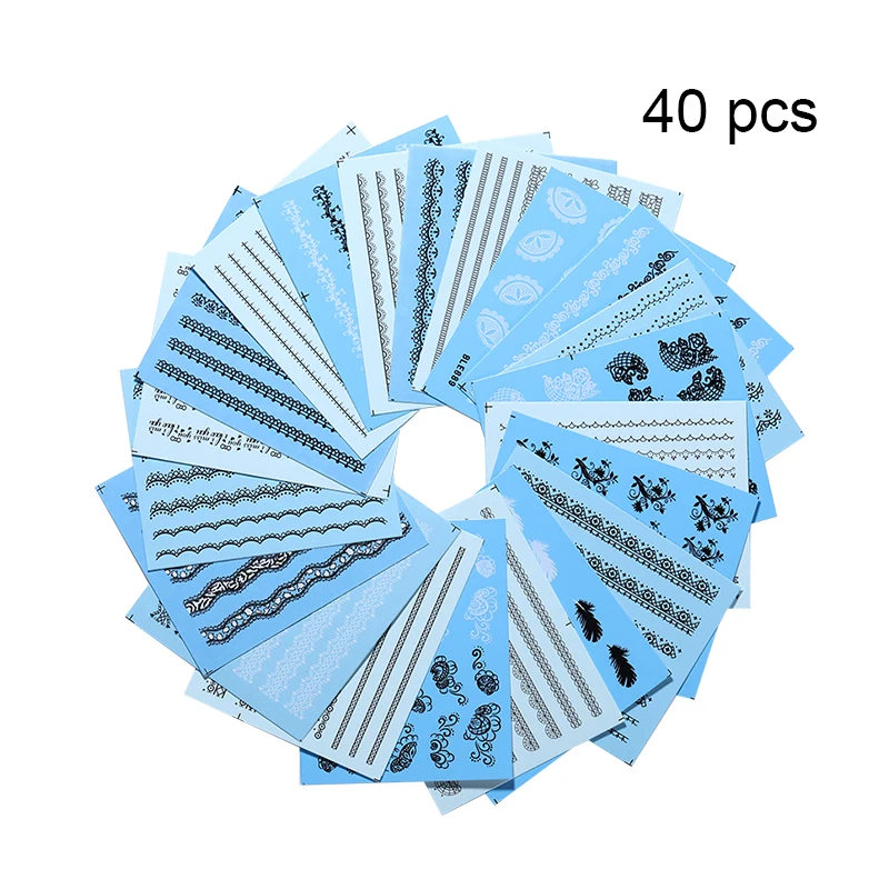 40 Pcs Set 2 25 шт переводные наклейки для ногтей с разными узорами, дизайн ногтей - Цвет: 40 Pcs Set 2