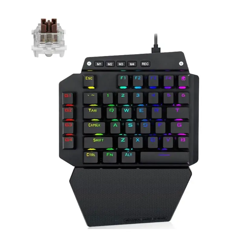 

K700 One-hand Mechanical Gaming Keyboard RGB LED Backlight Outemu Switch Full Key Macro Defines 44 keys LOL/Wow/ dota2 / PUBG/CF