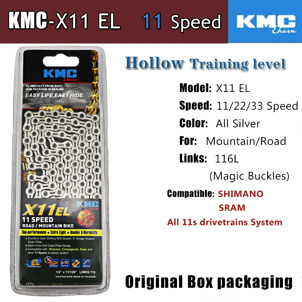 X11 EL Silver KMC X8 X 9 10 11 S EPT EL Z9 скоростной горный шоссейный велосипед полый золотой серебряный цепь для SRAM велосипедный маховик MTB части - Цвет: X11 EL Silver
