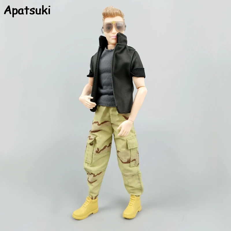 1/6 мальчик Одежда для куклы Кен одежда армейский солдат без рукавов с круглым