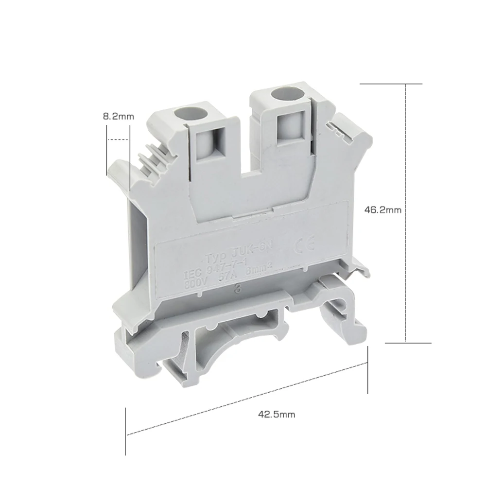 

Din Rail Terminal Block 10Pcs UK-6N Universal Class Connector Screw Connection Terminal Strip Block UK6N Wire Conductor