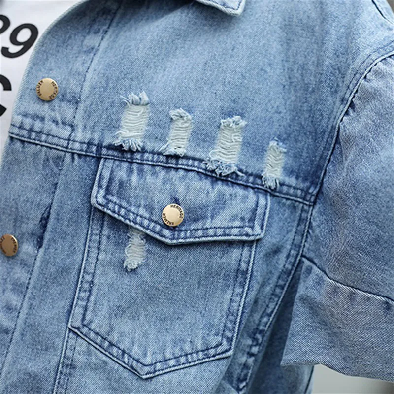 Куртка женская джинсовая демисезонная свободного покроя с вышивкой|Женские