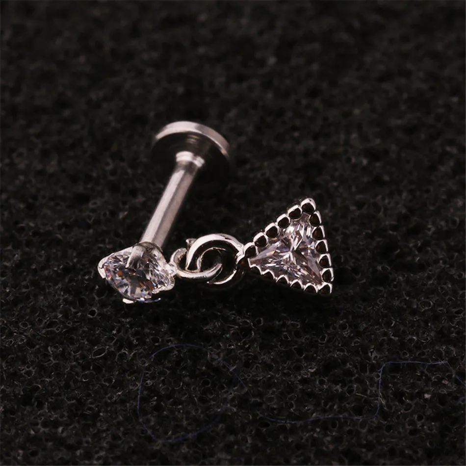 Персонализированная подвеска из нержавеющей стали с цирконом, украшенная стразами в виде цветка, для прокола губы или ушной хрящик, украшение для уха.