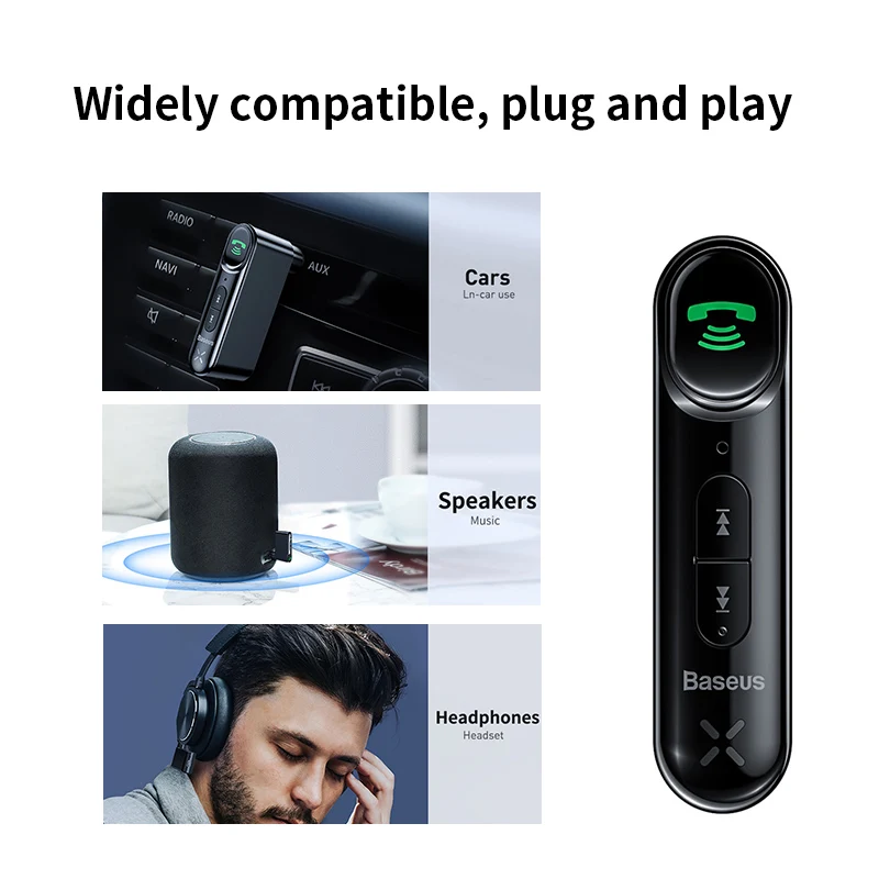Baseus автомобильный Aux Bluetooth 5,0 адаптер беспроводной 3,5 мм аудио приемник для Авто Bluetooth громкой связи автомобильный комплект Динамик Наушники