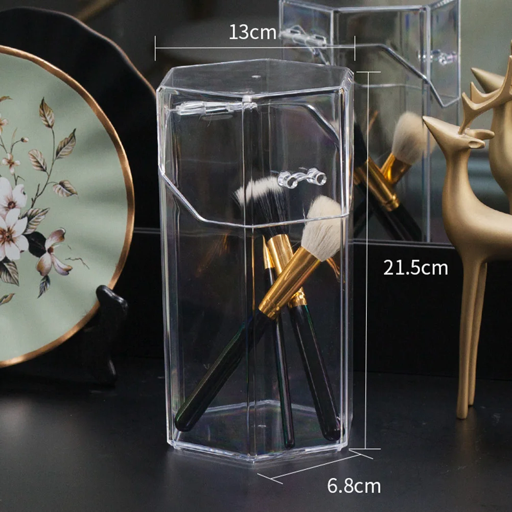 Прозрачный держатель для кистей макияжа шестигранный прозрачный пластиковый