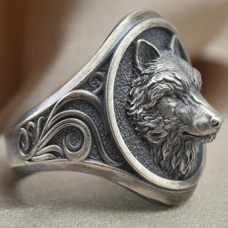 

Retro Trendy Animal Wolf Luxury Ring for Male Wedding Anniversary Party Engagement Jewelry Gift