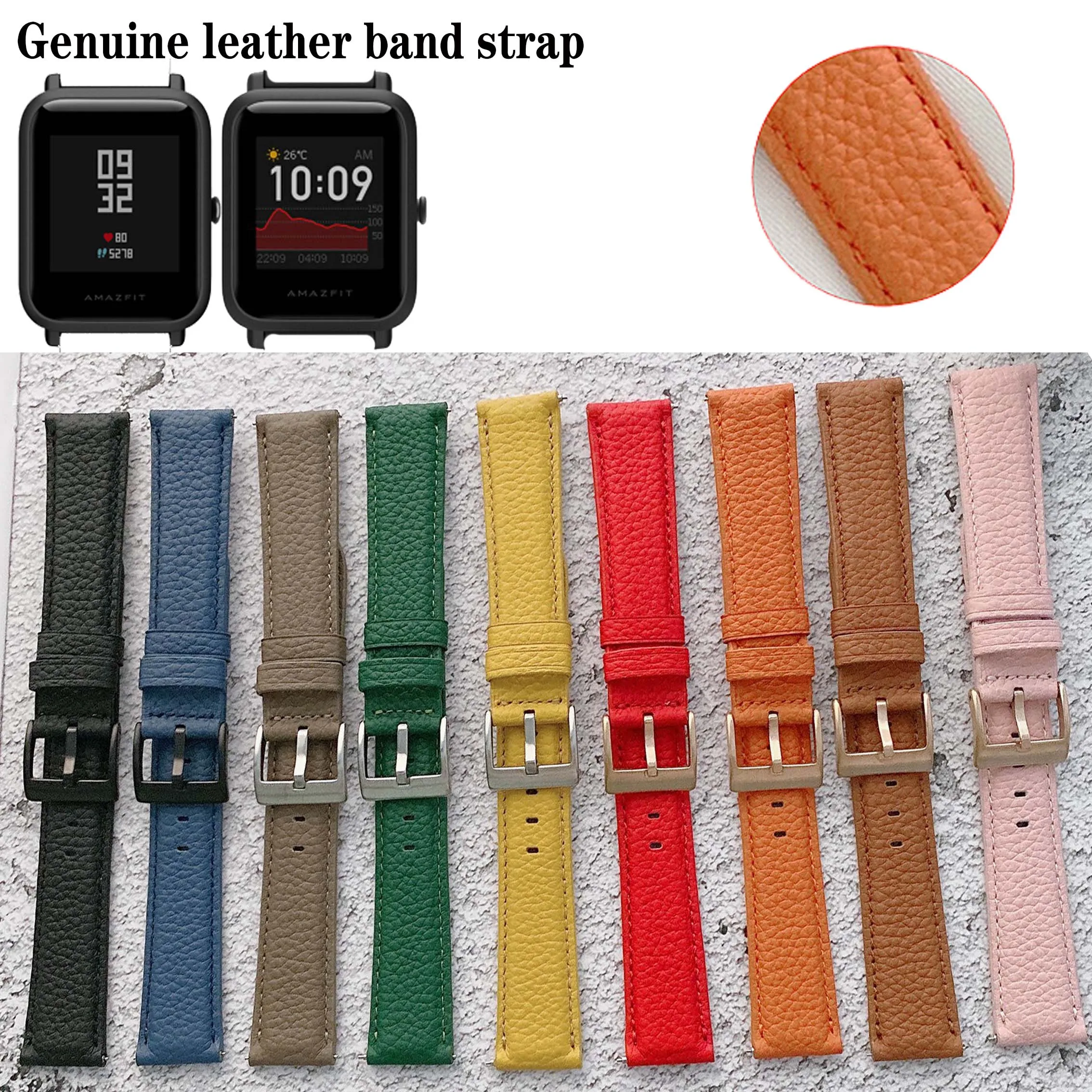 

20mm 22mm Genuine Leather Band Strap For Huami Amazfit Bip Lite S U / GTS / GTS2 / GTS 2e / GTS2 mini / GTR 42mm / Neo