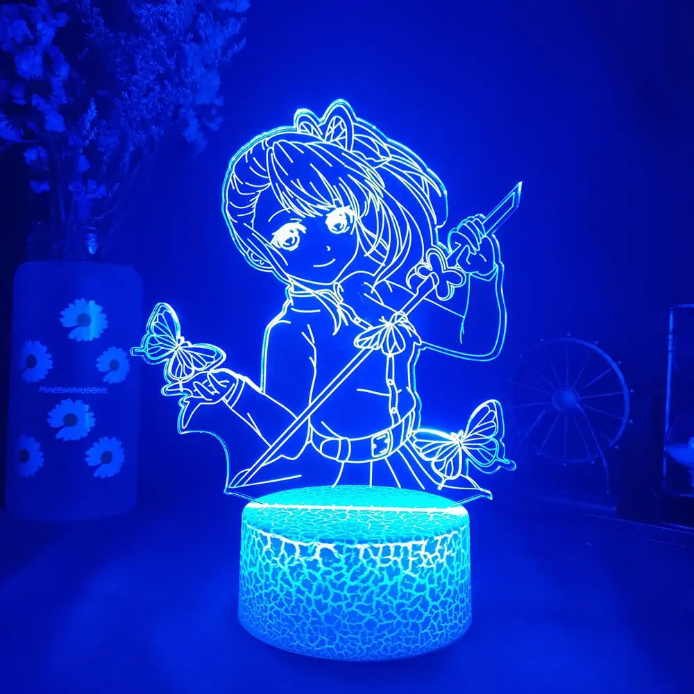 Tsuyuri Kanawo Silhouettes 3D Illusion Night Lamp Anime Character from Demon Slayer Otaku Gift LED Sensor Light Room Desk Decor images - 6