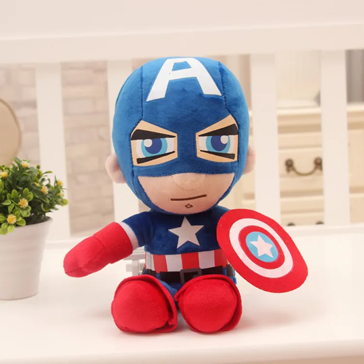 Captain America Новинка, настоящая жизнь, плюшевая 28-30 см кукла, герой, плюшевая игрушка, кукла Человек-паук, железный человек, американский капитан, кукла, мальчик, девочка, плюшевая подушка - Цвет: Captain America