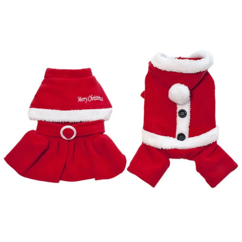 

Pet Christmas Costumes Outfits Winter Warm Dog Clothes Small Dogs Winter Santa Coats Dress Puppy Cat Hoodies Jumpsuit