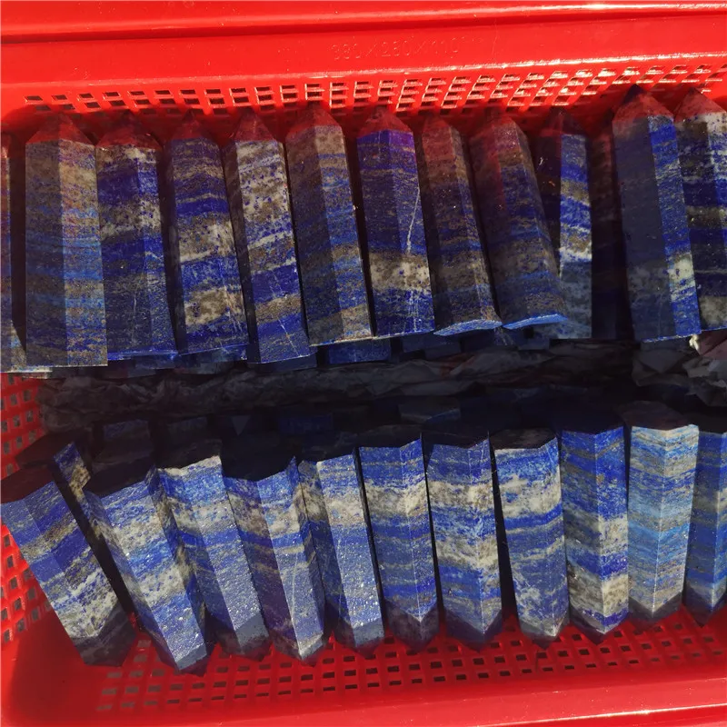 Натуральный кристалл лазурит шестигранная колонна кристальная точка