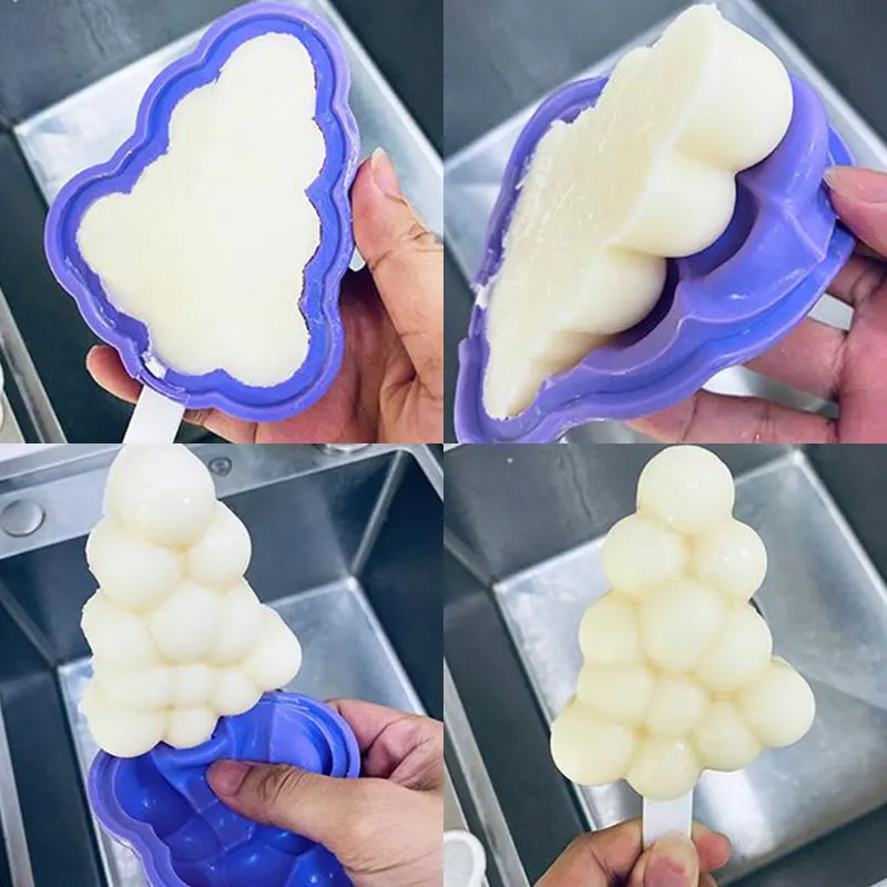 

Cute Strawberry Grapes Shape Ice Cream Mold Silicone Popsicle Mold Reusable Homemade Dessert Freezer Ice Pop Maker Mould