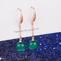 simple trendy green agate drop earrings for women 925 silver ball ethnic anniversary gifts jewelry free shipping silver earring