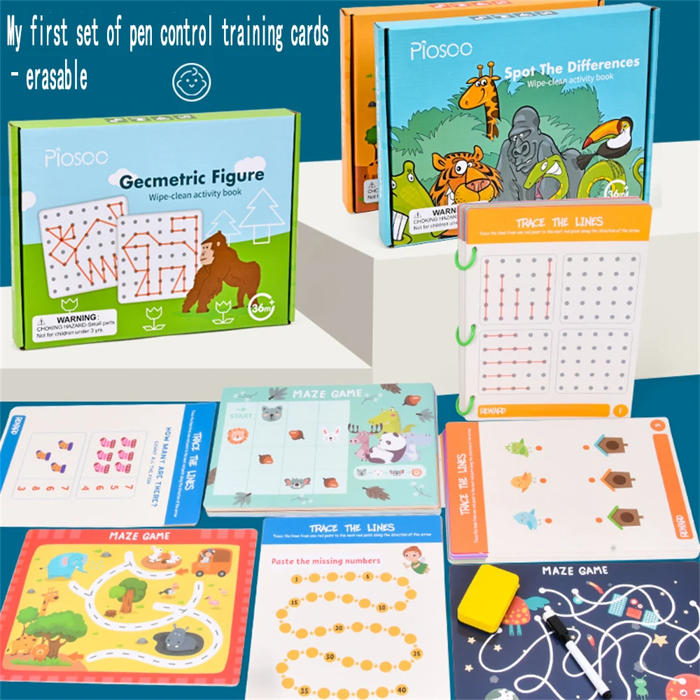 

Pen Control Drawing Tablet Training Early Educational Game Toys for Kids Montessori Baby Drawing Tablet Color Shape Learning Toy