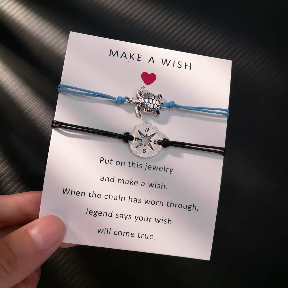 Belleper Make a Wish/Friendship/Mom Love Card Turtle Adjustable Fashion High Quality Bracelet Charm Female New Unique Jewelry