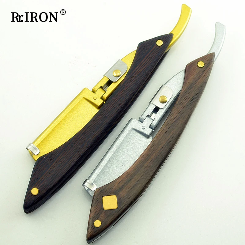 Бритвенные ножи RIRON с деревянной ручкой для профессионального салона, держатель для лезвий для стрижки волос, инструмент для бритья и ухода ...