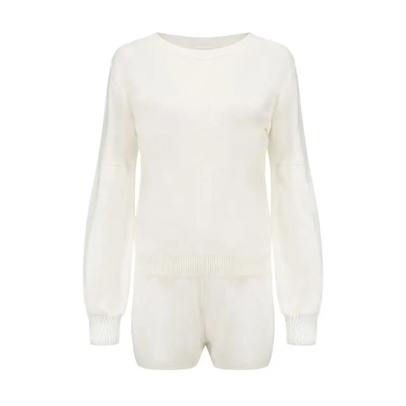 Женский комплект из 2 предметов: свитер с рукавами-фонариками и шорты трикотажная