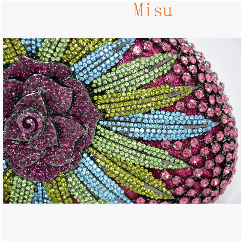 

New Fashion Flower Crystal Clutch Handbag and Purse Female Crystals Diamond Clutches Women Evening Bag for Wedding Handmades