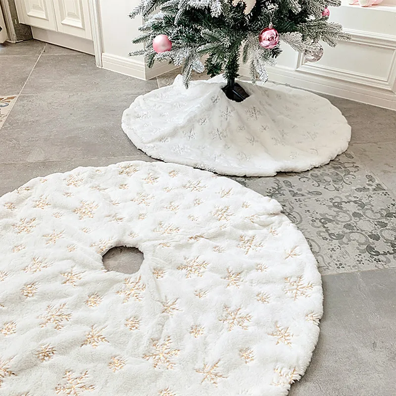 High-end White Christmas Tree Skirt Thicke Plush Faux Fur Xmas Merry Decoration Ornament New Year Home Decor Navidad Carpet | Дом и сад
