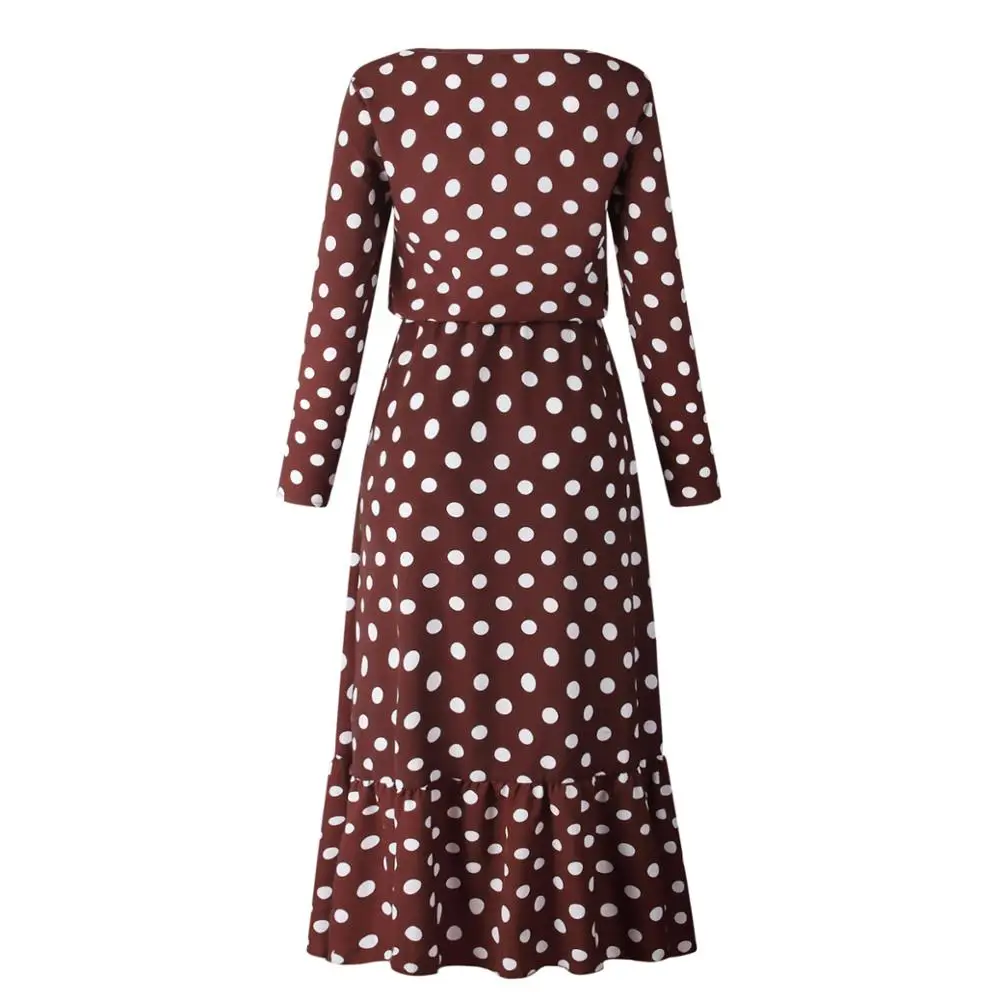 Хит продаж стильное осенне-зимнее 2020 модное женское платье в горошек с круглым
