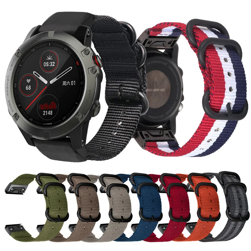 

Ремешок для наручных часов Garmin Fenix 5 6 6x pro 945 20 22 26 мм, нейлоновый холщовый браслет, прочный сменный Браслет