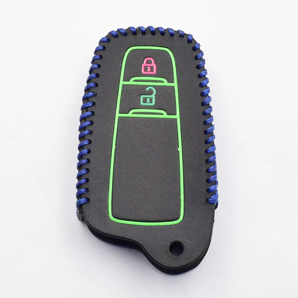 Leather Car Key Case For Toyota CHR C-HR 2017 2018 Prius Camry Luminous 2 Buttons Smart Remote Fob Protector Cover Keychain Bag |