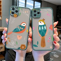 flower birds phone case for iphone 8 7 plus se 2020 12 11 13 pro max xs max xr x floral color back hard owl swan cover fundas