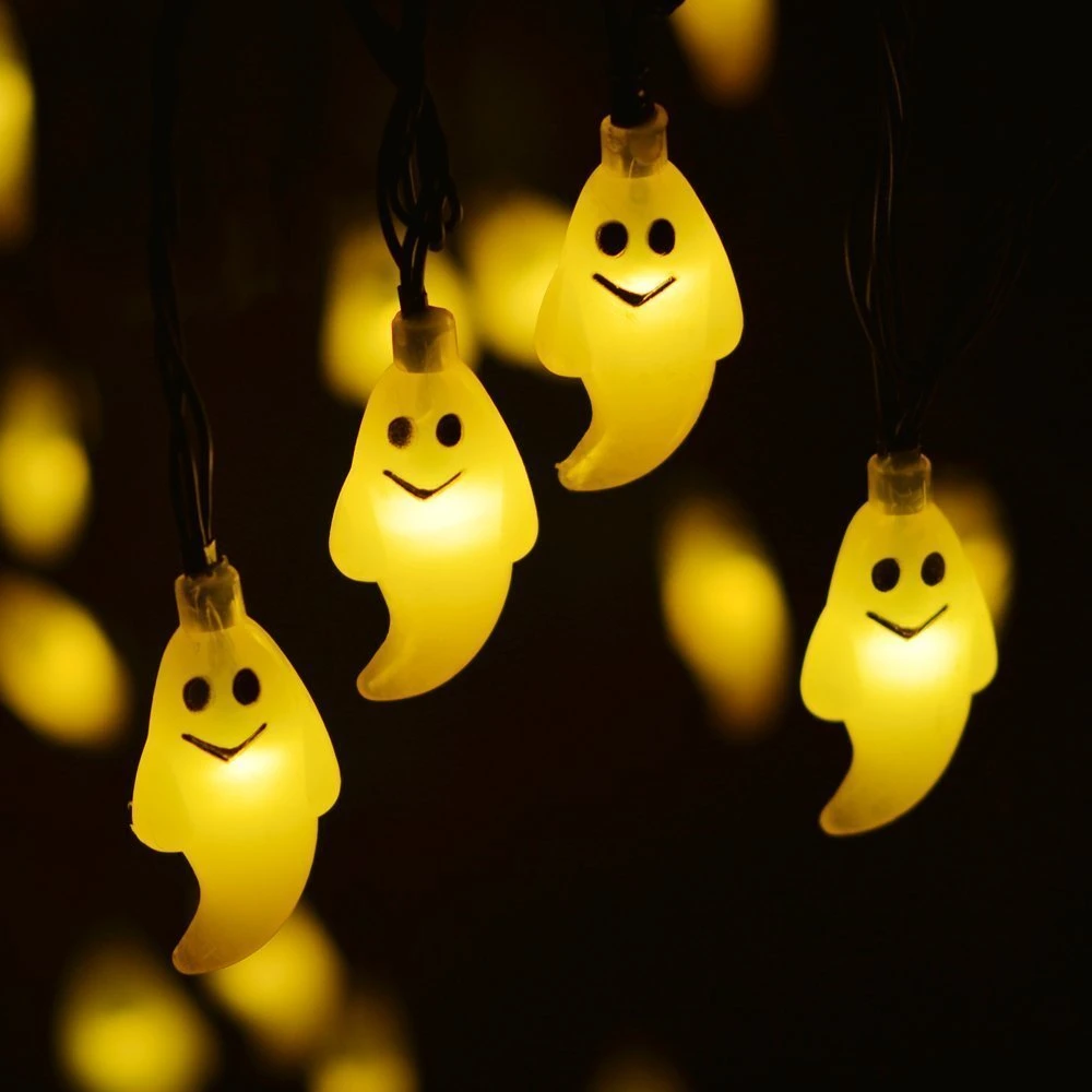 Solar Halloween String Lights 20/30/50LED 8 Modes Waterproof Cute Ghost for Easter Christmas Holiday Decorations | Освещение