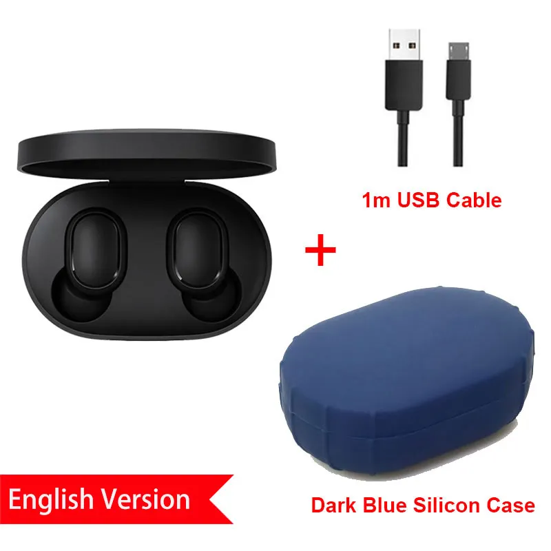 EN SiCase DarkBlue C Xiaomi Redmi Airdots Xiaomi Bluetooth беспроводные стерео наушники Голосовое управление Bluetooth 5,0 шумоподавление управление - Цвет: EN SiCase DarkBlue C