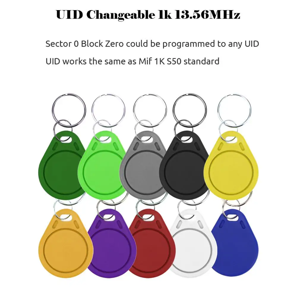 100 шт. UID RFID-метка брелок для Mif 1k s50 13 56 МГц записываемый блок 0 HF ISO14443A используется