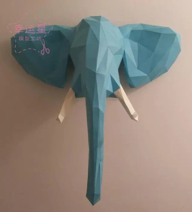 Слон настенная 3D бумажная модель DIY Бумажная ручной работы игрушки|Картонные