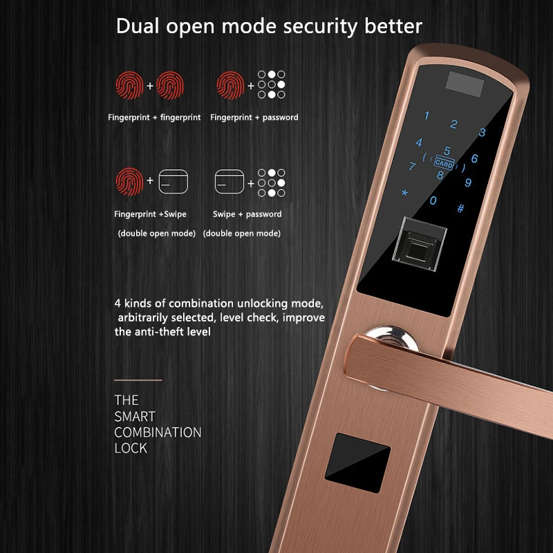 Замок дверной электронный полуавтоматический со сканером отпечатков пальцев и