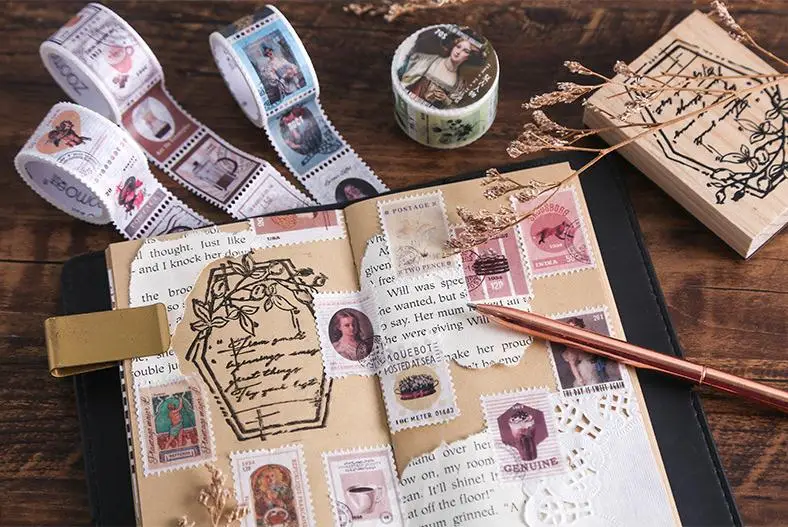 Винтажный штамп серии Bullet Journal васи лента Ретро кофейное растение Алиса декоративная клейкая лента Сделай Сам Скрапбукинг наклейка этикетка
