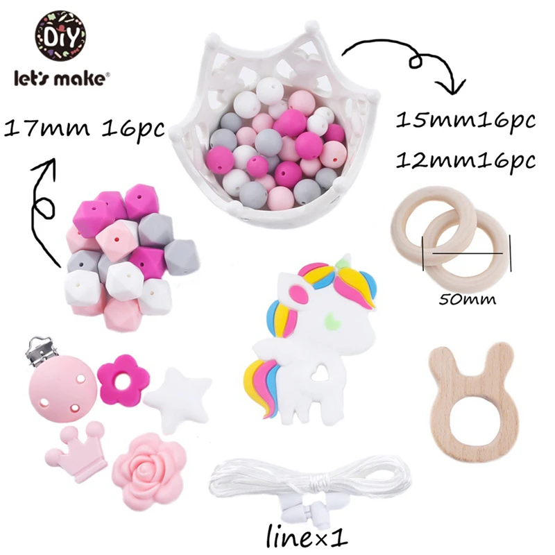 1 комплект Детские игрушки силиконовый Прорезыватель Единорог Соска с бусами