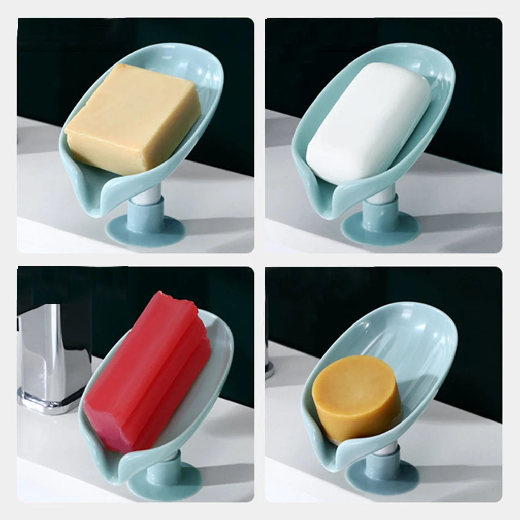 Soap Holder Leaf Shape Bathroom Box Storage Sponge Drain Tray Rack | Portable Dishes