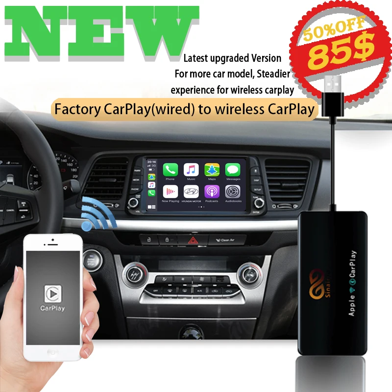 Sinairyu Apple беспроводной адаптер Carplay для Hyundai iOS навигация 2016 2020 Mini Airplay USB активатор