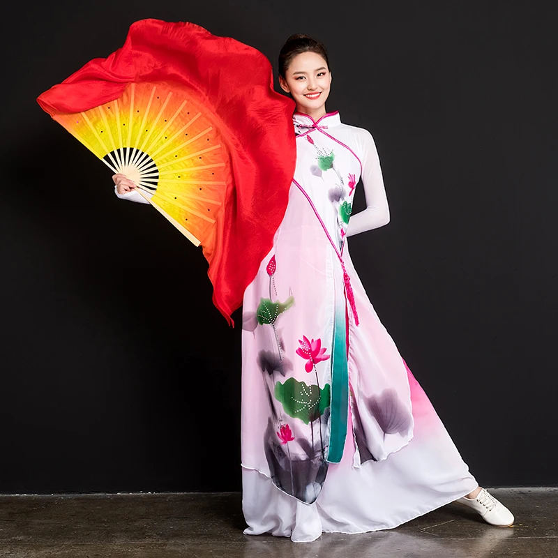 Веер-вуаль для танца живота из 100% натурального шелка веер ручной работы с