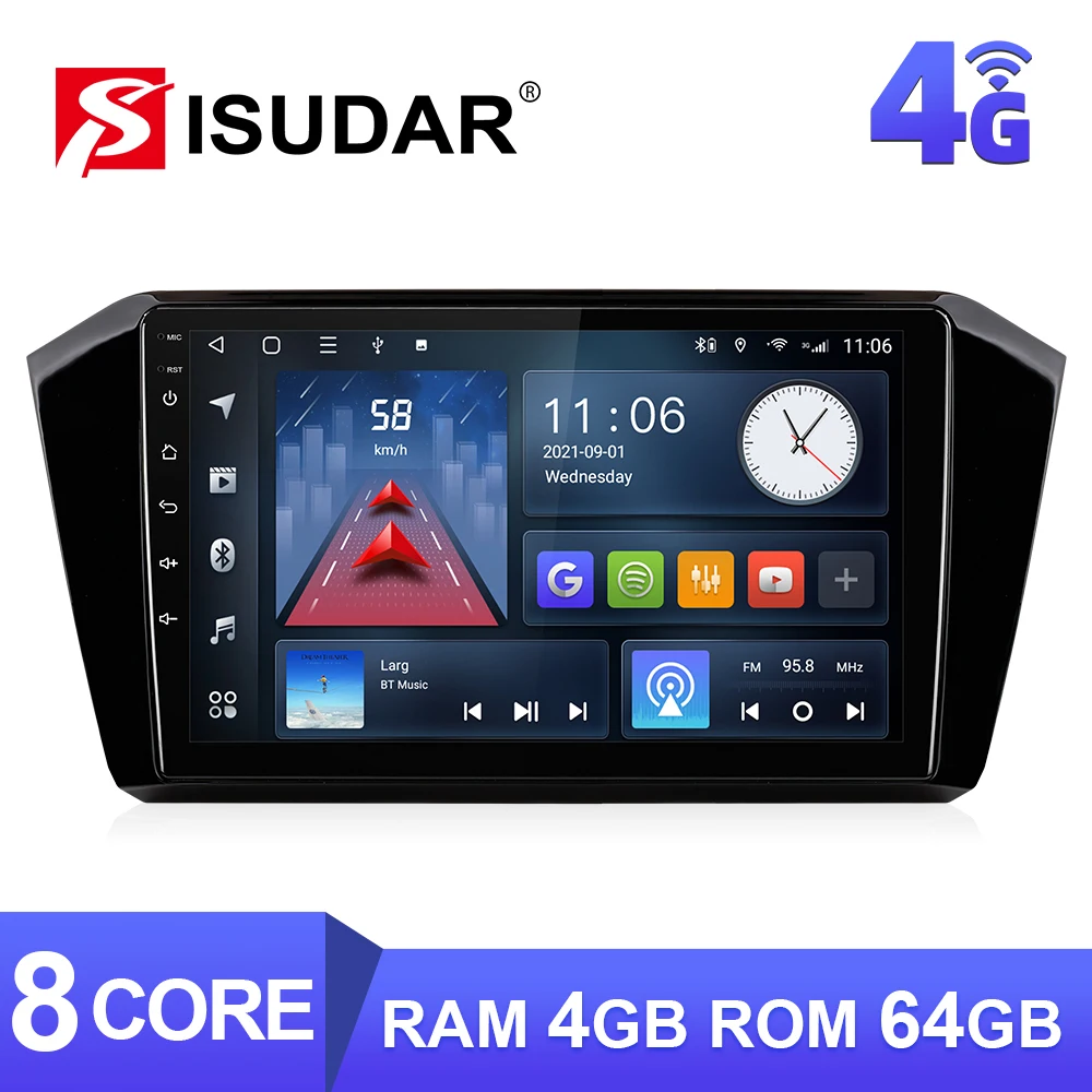 Автомобильное радио ISUDAR T68 Android10 для VW/Volkswagen Passat B8 2015- GPS-навигация Мультимедиа CANBUS