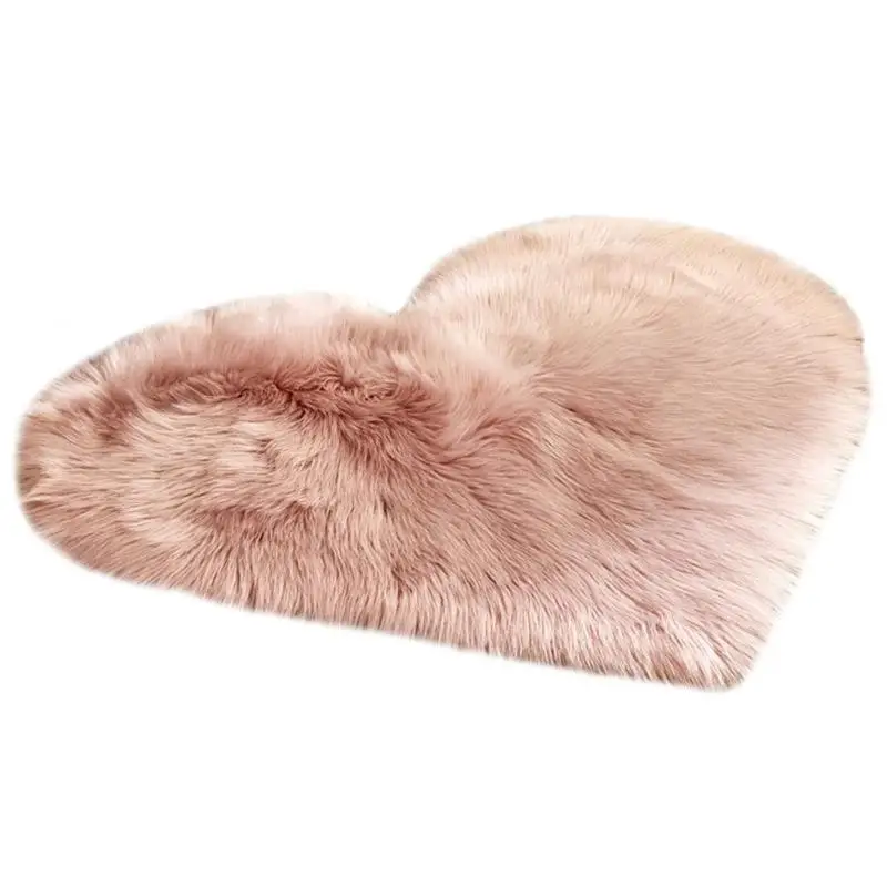 Light Pink Пушистый Коврик в форме сердца, лохматый пол, мягкий искусственный мех, для дома, спальни, Пушистый Ковер, удобный ворсистый, пушистый, противоскользящий ковер - Цвет: Light Pink