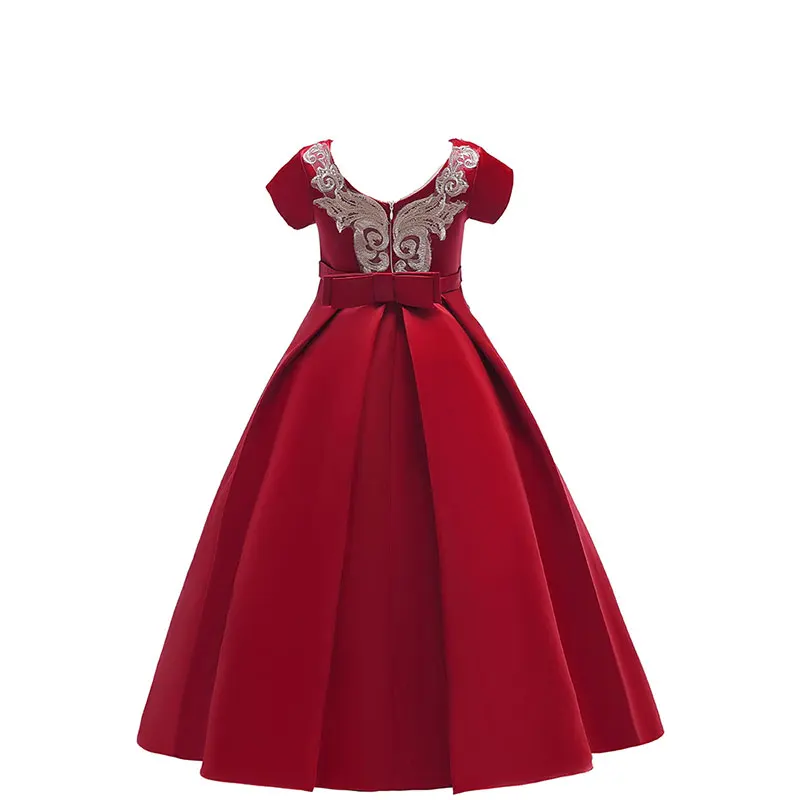 Платье для девочек платья с короткими рукавами и цветочной вышивкой Детские