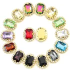 10x14 мм 10 шт. прямоугольные Стразы для пришивания с кружевом, золотые клешни, стразы для пришивания, стеклянные стразы, нанесение на одежду B0745