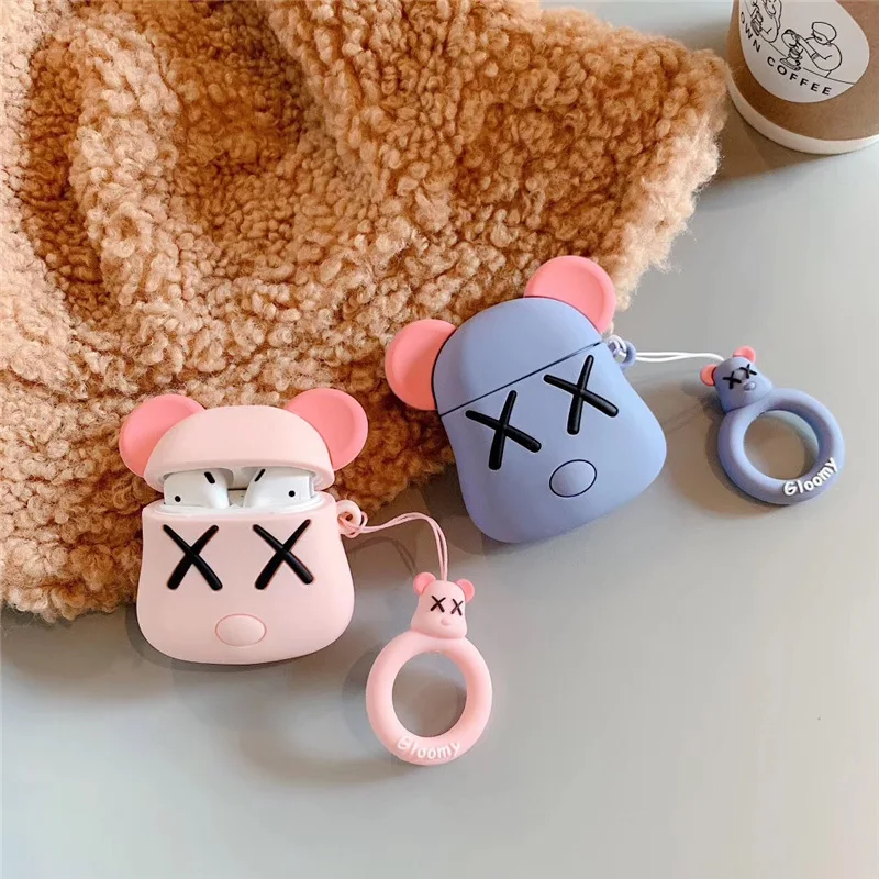 

Pink Blue XX Bear Airpods Case 3D Apple AirPods 2 Case Cover AirPods Pro Case IPhone Earphone Accessories Air Pod Case