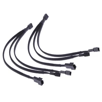4 pin 1 to 3 extension cable pwm fan splitter cable 1 to 3 ways splitter adapter converter black sleeved extension cable