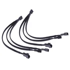 Удлинительный кабель, 4-контактный, с 1 на 3, PWM разветвитель вентилятора кабель-разветвитель с 1 на 3 направления, переходник, Удлинительный кабель с черными рукавами