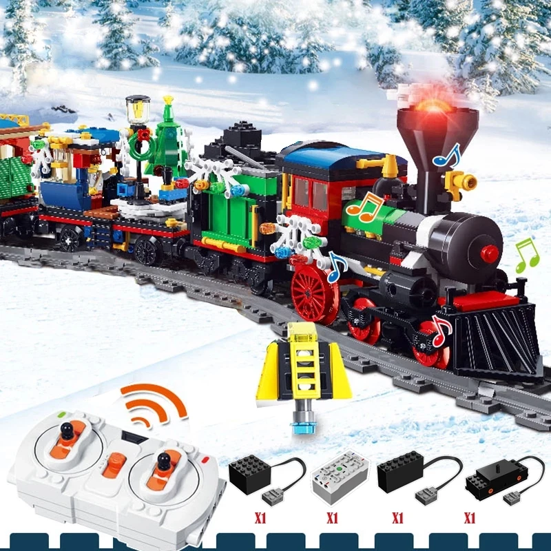 

826PCS Christmas Train Village City Train Winter Building Blocks Christmas Train Set Bricks Educational Toys Christmas Gifts
