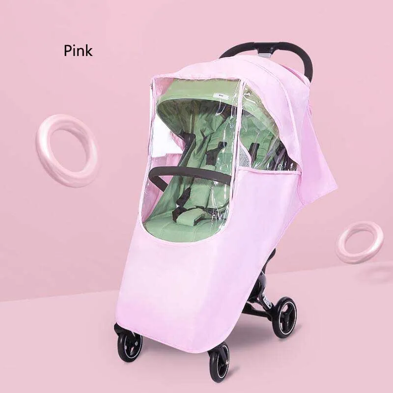 pink Детская коляска, дождевик, прозрачный, теплый, водонепроницаемый, ветрозащитный, дождевик, детские тележки, аксессуары для колясок, защита от пыли - Цвет: pink