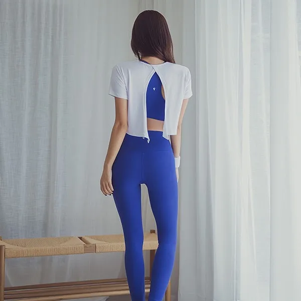 Women's Sports Top Summer Short Cropped Fitness Clothes Women Quick-drying Gym Exercise Clothes Running Sports Short Sleeves