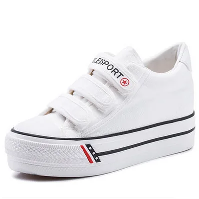 

New Low-Top Hidden Heel Platform Wedge Canvas Shoes Velcro Outdoor Fashion Breathable All-match Student Wedge Sneakers
