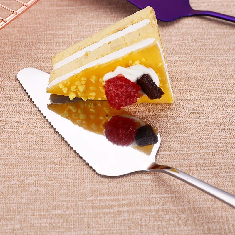 

1/2pcs Stainless Steel Cake Pizza Shovel Knife Butter Colorful Stainless Steel Serrated Pizza Shovel Cake Spatula Baking Tools