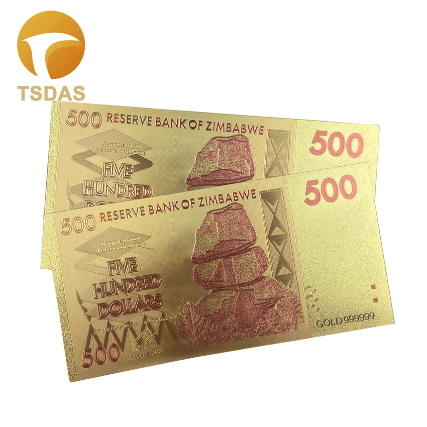 Роскошные позолоченные банкноты в Зимбабве 10 шт. 24 каратные золотые
